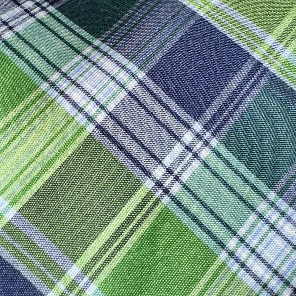 Tommy Hilfiger Plaid Tie Mens OS Green Navy Blue Cotton Silk Preppy Classic - Picture 1 of 4